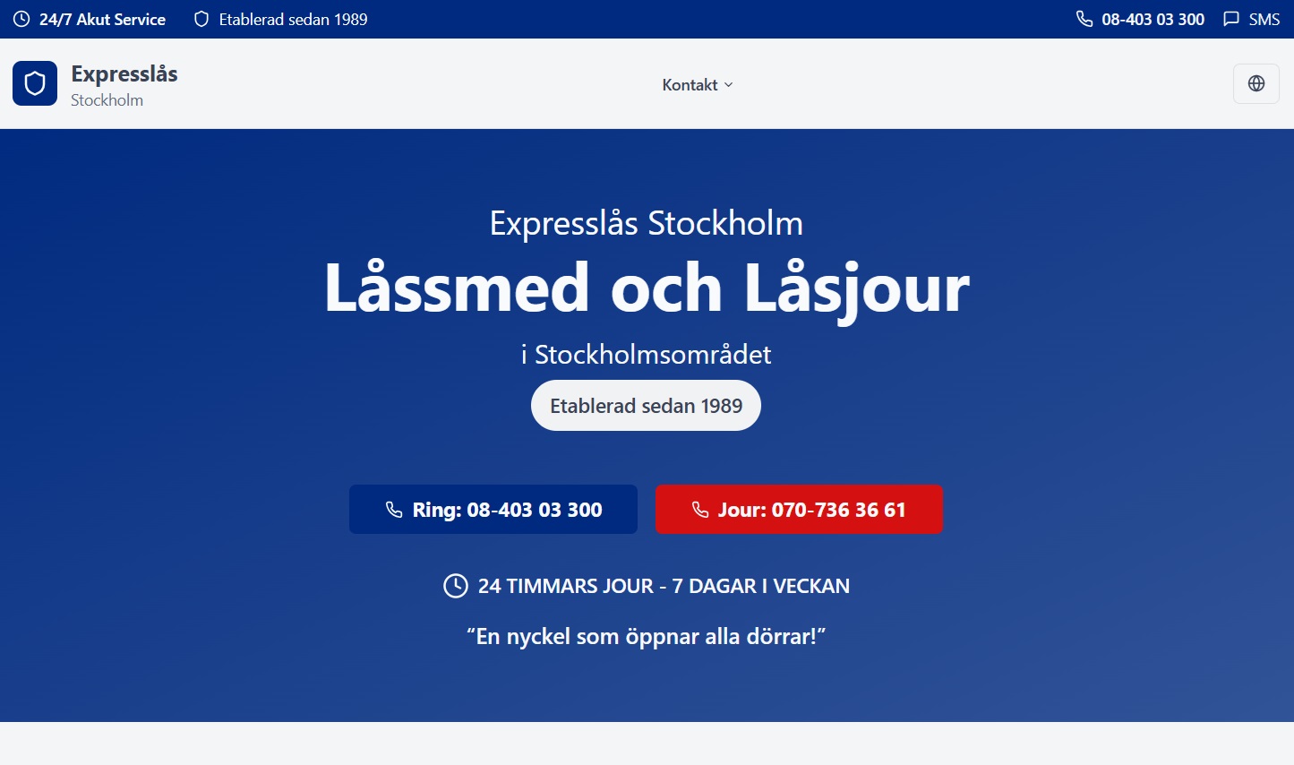 Expresslas website after OneClick transformation